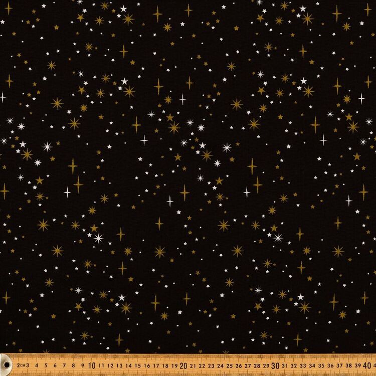 Metallic Milky Way Printed 274 cm Cotton Quilt Backing Fabric Black 274 cm