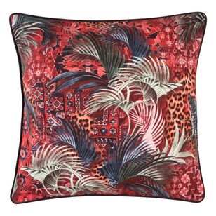 Logan & Mason Home Casablanca Printed Velvet Cushion Red 50 x 50 cm