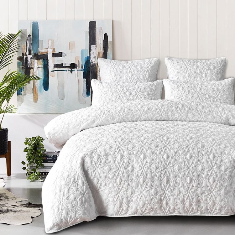 KOO Emily Quilted Quilt Cover Set White King