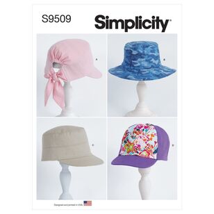 Simplicity Sewing Pattern S9509 Adult's & Children's Hats X Small - Large & X Small - Large