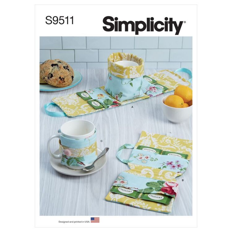 Simplicity Sewing Pattern S9511 Mug Case, Tea Bag Case & Mug Cosy