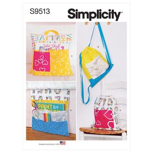 Simplicity Sewing Pattern S9513 Backpacks, Reading Pillow & Bed Organiser One Size