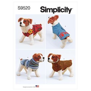Simplicity Sewing Pattern S9520 Dog Coats X Small - X Large