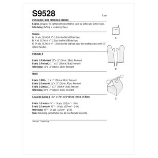 Simplicity Sewing Pattern S9528 Pot Holder, Mitt & Casserole Carrier One Size