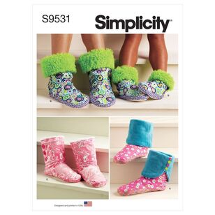 Simplicity Sewing Pattern S9531 Slippers X Small - X Large & X Small - X Large