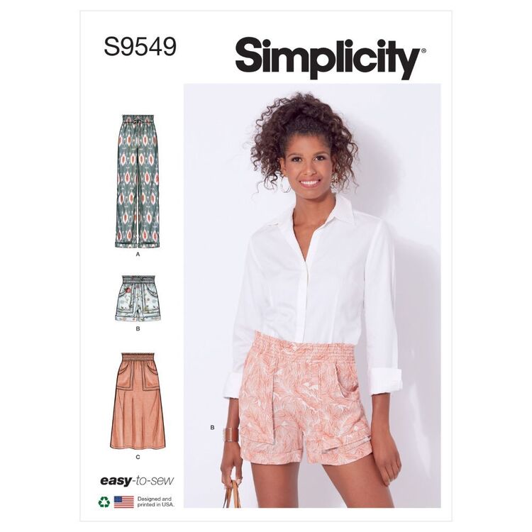 Simplicity Sewing Pattern S9549 Misses Pants Shorts And Skirt Multicoloured 6 18