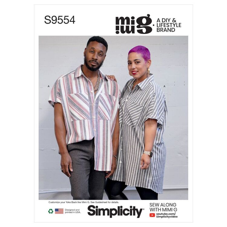 Simplicity Sewing Pattern S9554 Unisex Shirt in Two Lengths