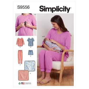 Simplicity Sewing Pattern S9556 Misses' Nursing Tops, Pants, Shorts & Blanket Multicoloured X Small - X Large