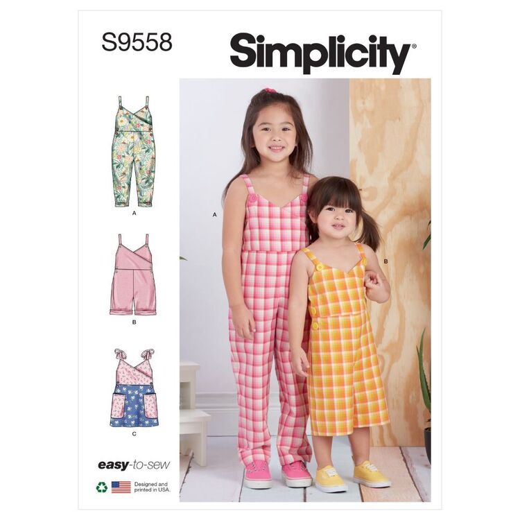 Simplicity Sewing Pattern S9558 Toddlers' & Children's Jumpsuit, Romper & Jumper