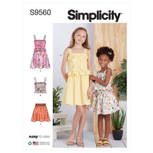Simplicity Sewing Pattern S9560 Children's & Girls' Dress, Top & Skirt