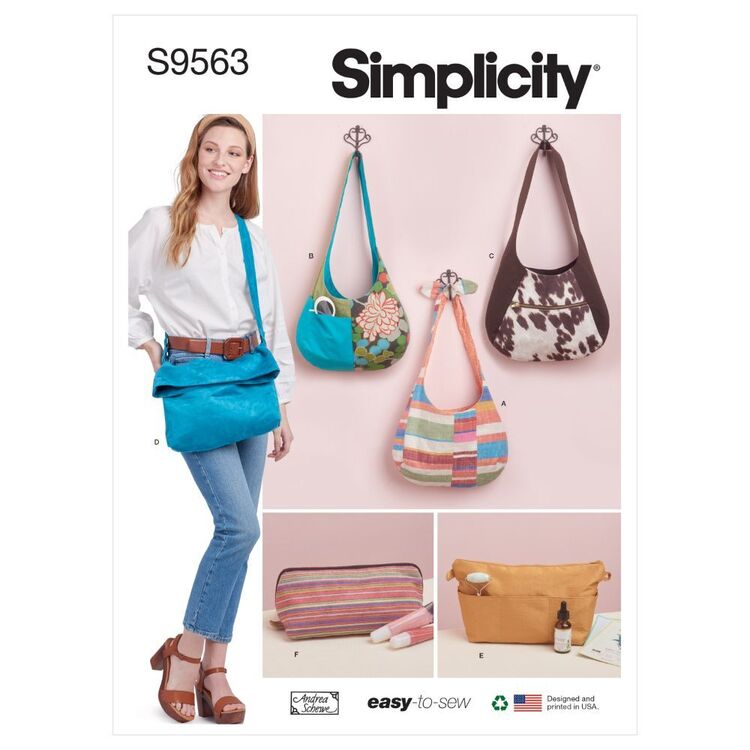 Simplicity Sewing Pattern S9563 Slouch Bags, Purse Organiser & Cosmetic Case Multicoloured One Size