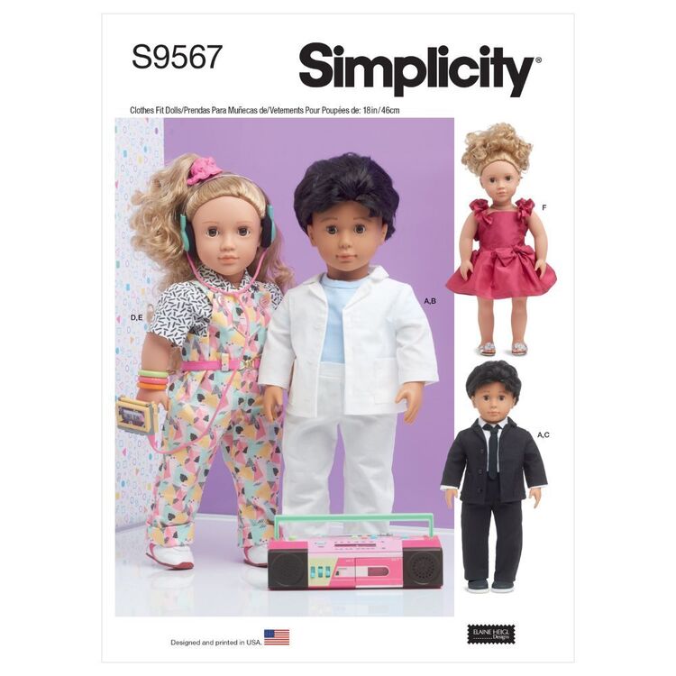 Simplicity Sewing Pattern S9567 1980s 18" Doll Clothes