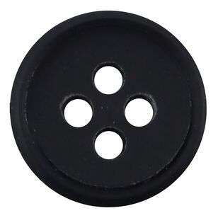 Hemline Basic 4-Hole Shirt Button 8 Pack Black 10 mm