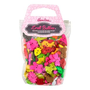 Hemline Kids Novelty Craft Buttons 180 g Pack Multicoloured 180 g