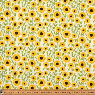 Flower Gallery Sunflowers Printed 112 cm Cotton Fabric Natural 112 cm