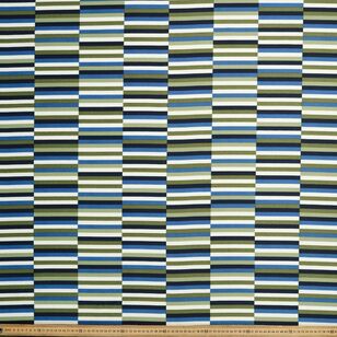 Lemnos Stripe 150 cm Weatherproof Canvas Fabric Blue & Multicoloured 150 cm