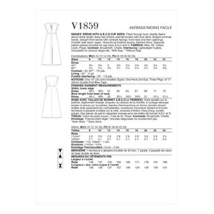 Vogue Sewing Pattern V1859 Misses' Dress