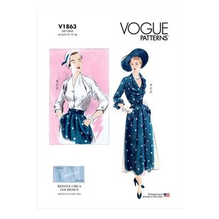 Vogue Sewing Pattern V1863 Vintage 1949 Misses' Blouse, Skirt & Belt