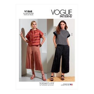 Vogue Sewing Pattern V1868 Misses' Top & Pants A - J