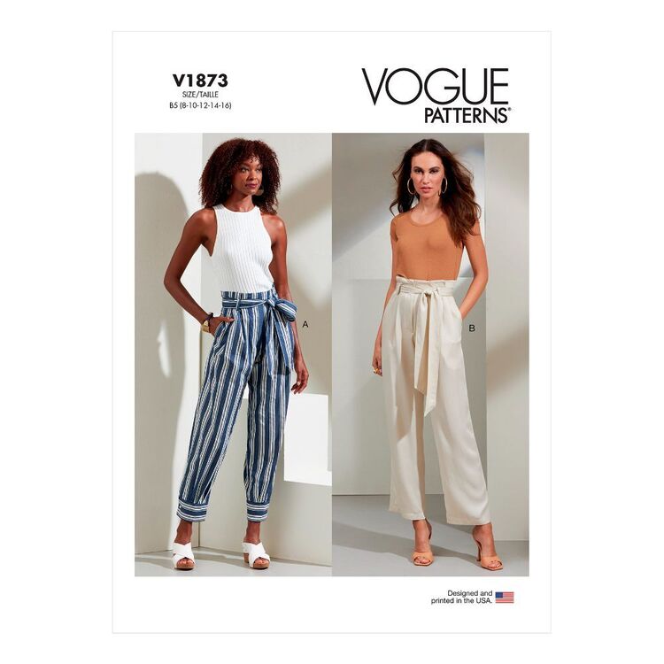 Vogue Sewing Pattern V1873 Misses' Pants & Tie Belt