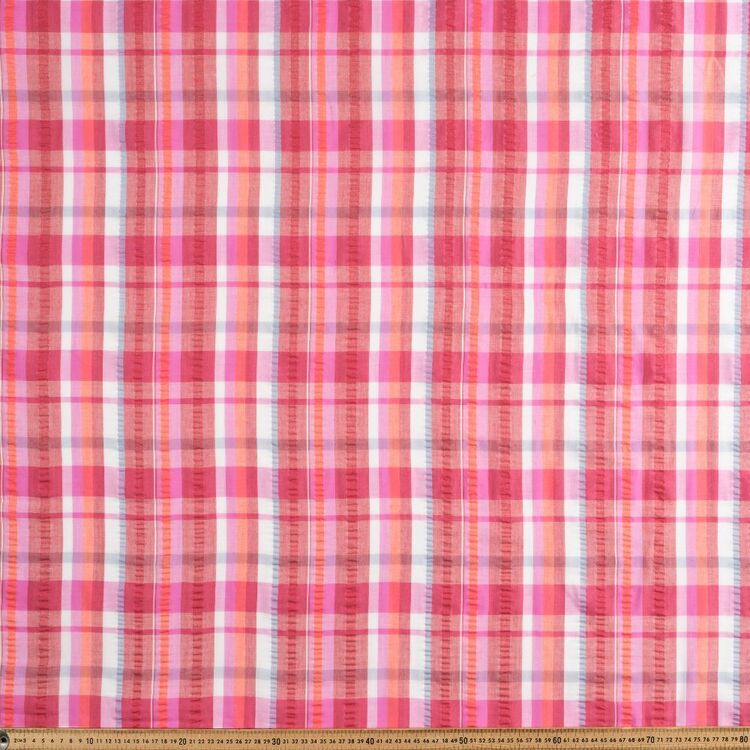 Devon Raspberry Fabric On The Farm Tartan Check #2 Printed 145 cm Polyester Fabric Raspberry ...
