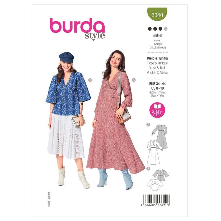 Burda Style Sewing Pattern B6040 Misses' Dress & Blouse