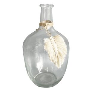 Ombre Home Summer Wander Small Glass Vase With Tassle Clear 15 x 15 x 25 cm