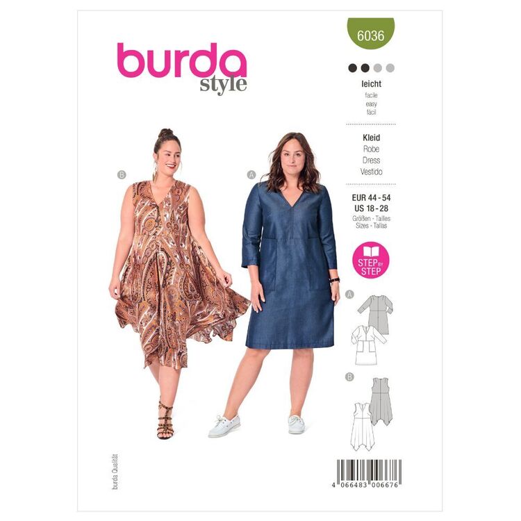 Burda Style Sewing Pattern B6036 Misses' Dress 18 - 28 (44 - 54)