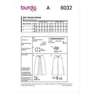 Burda Style Sewing Pattern B6032 Misses' Culottes 8 - 22 (34 - 48)