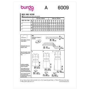 Burda Sewing Pattern B6009 Misses' Dress 8 - 22 (34 - 48)