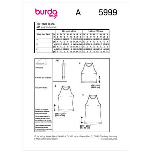 Burda Style Sewing Pattern B5999 Misses' Top 8 - 22 (34 - 48)