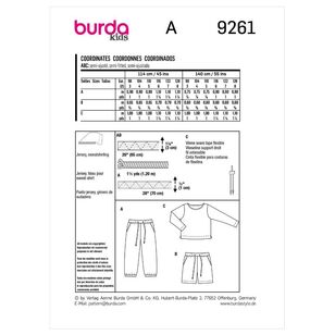 Burda Kids Sewing Pattern B9261 Children's Trousers & Top 3M-8M (98-128)
