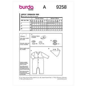 Burda Style Sewing Pattern B9258 Babies' Coordinates 1M - 3 (56 - 98)