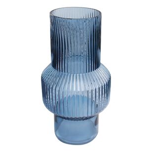Ombre Home Urban Paradise Blue Ribbed Vase Blue 16 x 16 x 30 cm