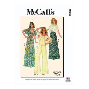 McCall's Sewing Pattern M8257 Vintage 1970s Misses' Tops, Skirt & Pants
