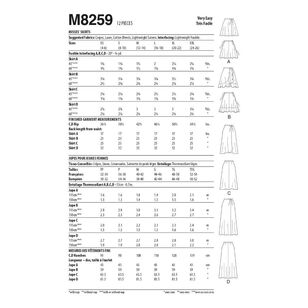 McCall's Sewing Pattern M8259 Misses' Skirts
