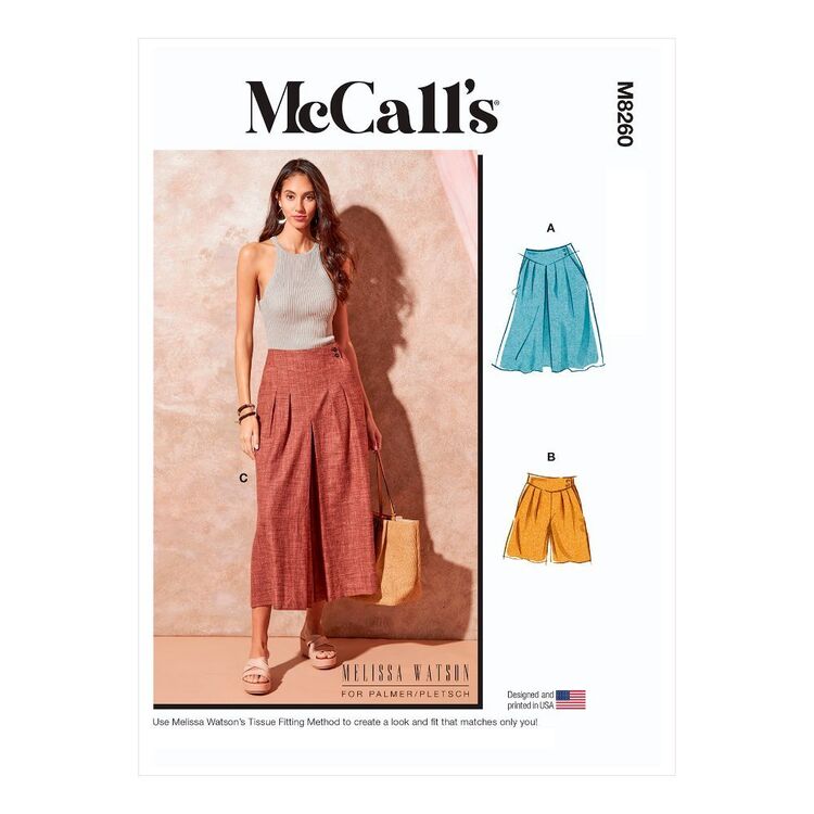 McCall's Sewing Pattern M8260 Misses' Skirt, Shorts & Pants