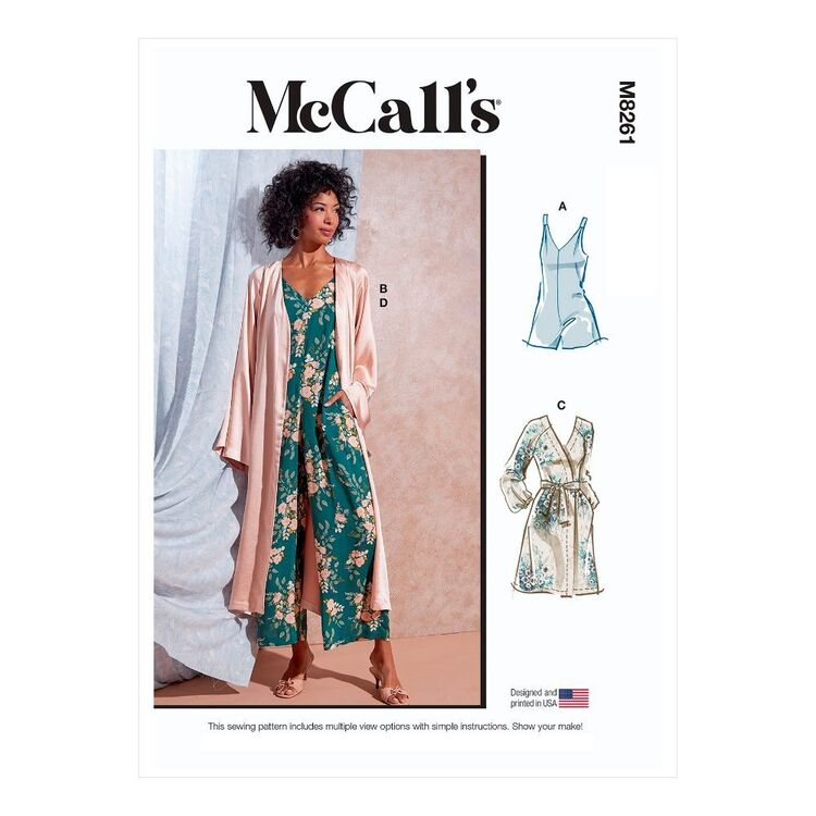 McCall's Sewing Pattern M8261 Misses' Romper, Jumpsuit & Robe with Sash