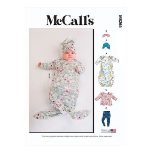 McCall's Sewing Pattern M8265 Infants' Gown, Top, Pants, Headband & Hat NB - X Large