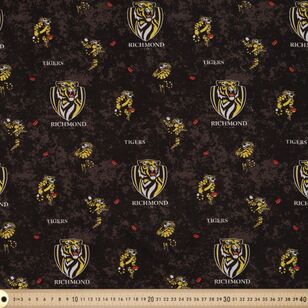 Richmond Tigers AFL Logo Printed 112 cm Homespun Cotton Fabric Multicoloured 112 cm