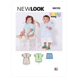 New Look Sewing Pattern N6725 Babies' Top, Dress & Pants NB - Large