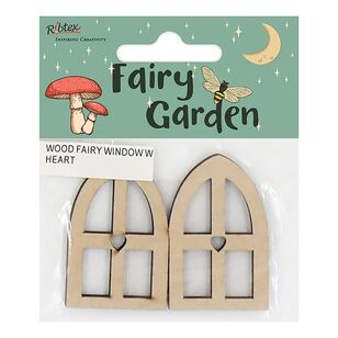 Ribtex Fairy Garden Wood Fairy Windows With Hearts Natural