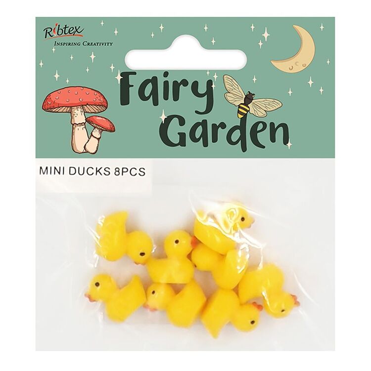 Ribtex Fairy Garden Mini Resin Ducks Yellow
