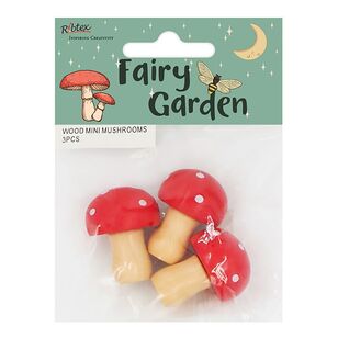 Ribtex Fairy Garden Wood Mini Mushrooms Red