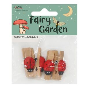 Ribtex Fairy Garden Ladybug Wood Pegs Multicoloured