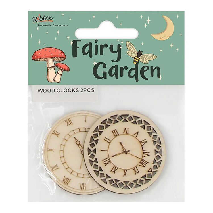 Ribtex Fairy Garden Wood Clocks