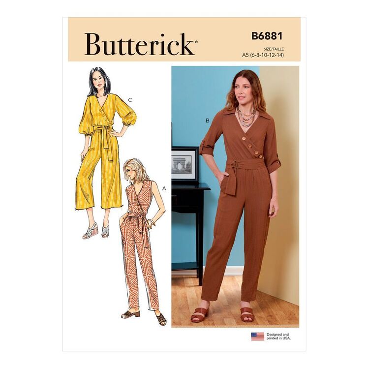Butterick Sewing Pattern B6881 Misses' Jumpsuit, Sash & Belt