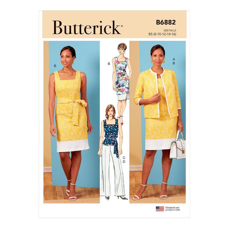 Butterick Sewing Pattern B6882 Misses' Jacket, Dress, Top, Pants & Sash