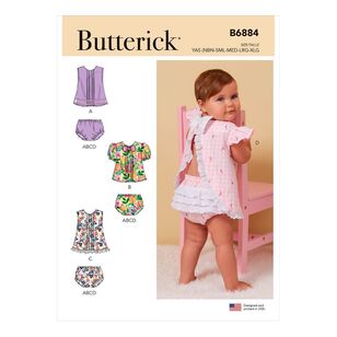 Butterick Sewing Pattern B6884 Infants' Top & Panties NB - X Large