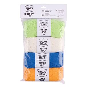Value Ball Cotton 8 Ply Yarn 4 Pack Marigold Mix 4 x 50 g